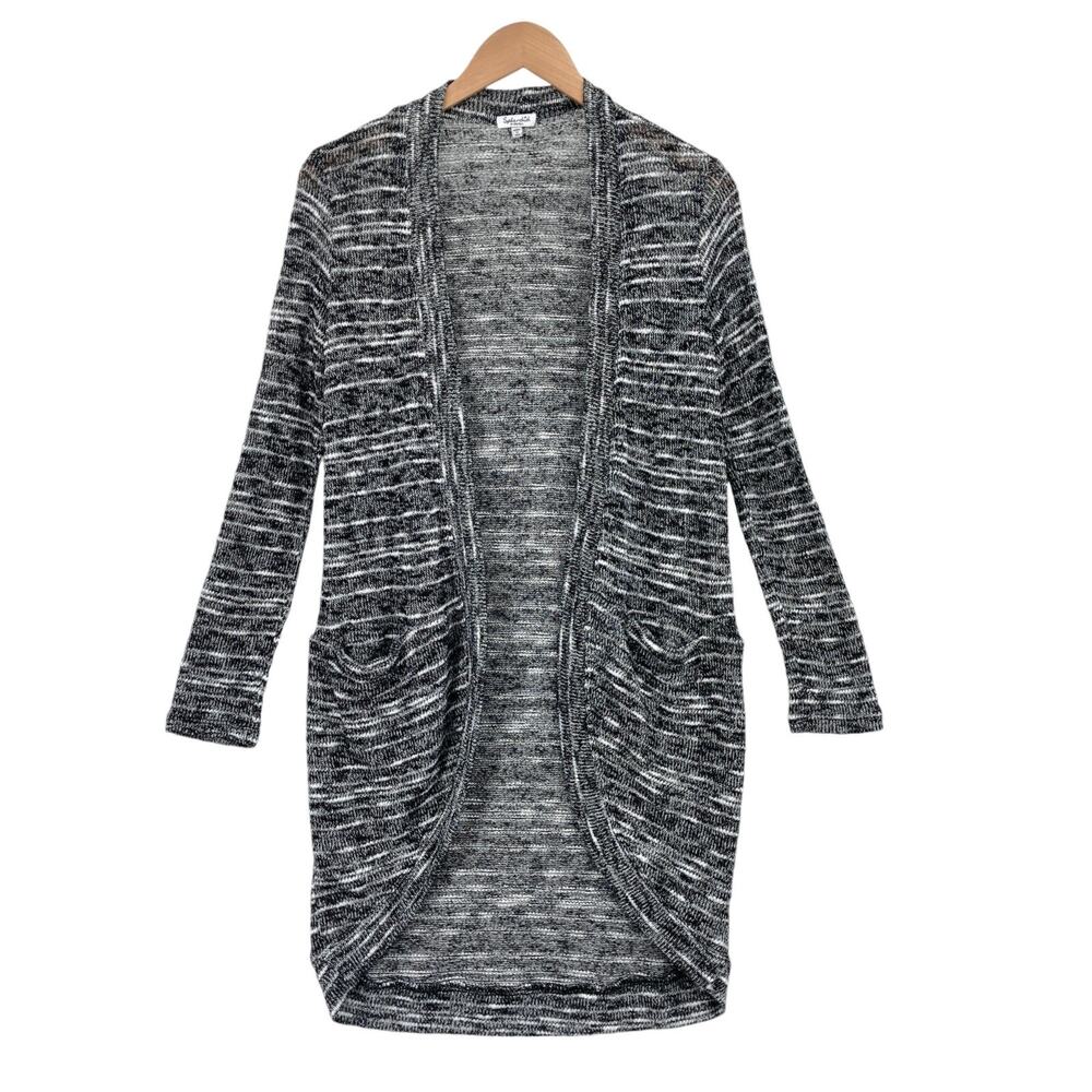 Splendid Cardigan Sweater Womens XS Gray Sparkly Loose Knit Stretch Open Front